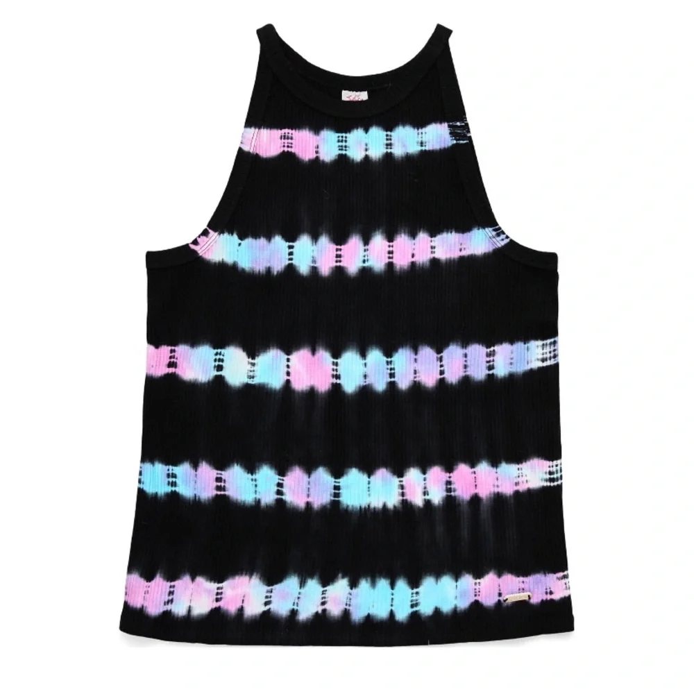 Justice Girls Black Ribbed High Neck Tank Top - NWOT